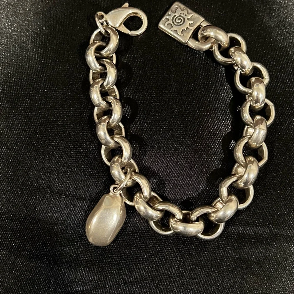 Uno de 50 Chunky Chain Bracelet with Teal Crystal Charm | - Picture 2 of 3